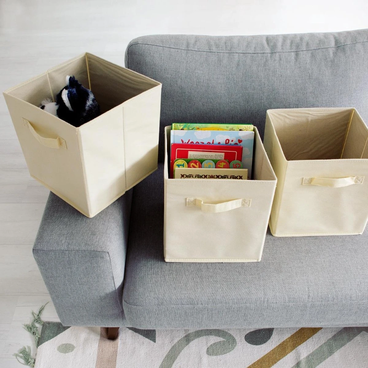 LifeGoods Kast Organizers - 6 Stuks - 20L - Textiel - Beige 9 LifeGoods Kast Organizers - 6 Stuks - 20L - Textiel - Beige - Afbeelding 7