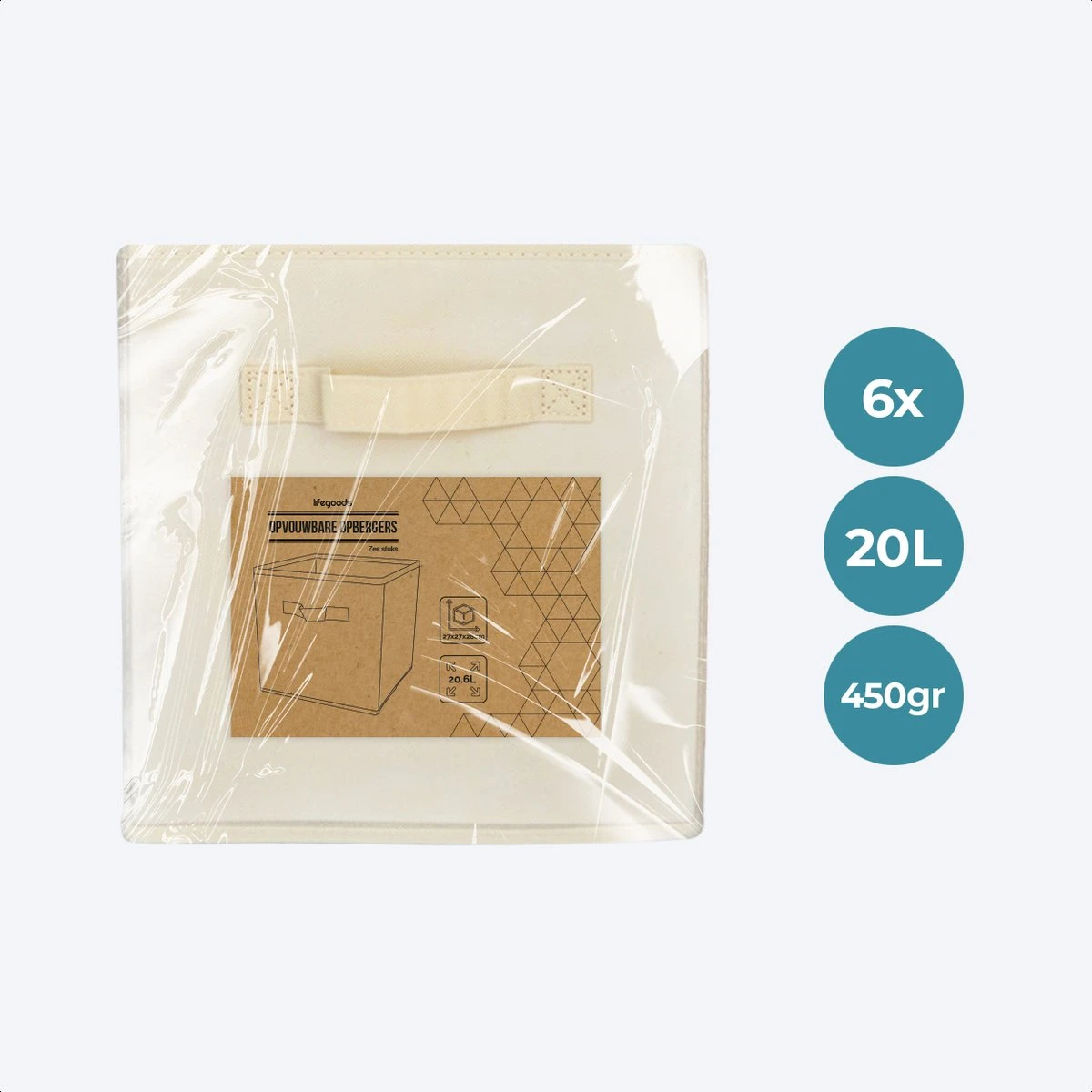 LifeGoods Kast Organizers - 6 Stuks - 20L - Textiel - Beige 10 LifeGoods Kast Organizers - 6 Stuks - 20L - Textiel - Beige - Afbeelding 8