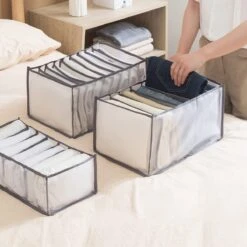 Merkloos Kleding Broeken Organizer Set Van 2 - Jeans Lade Organizer Opbergbox Kast Kledingkast- Broekhanger Ruimtebesparende Kledinghangers -Thuisopslag 1200x1200 1399