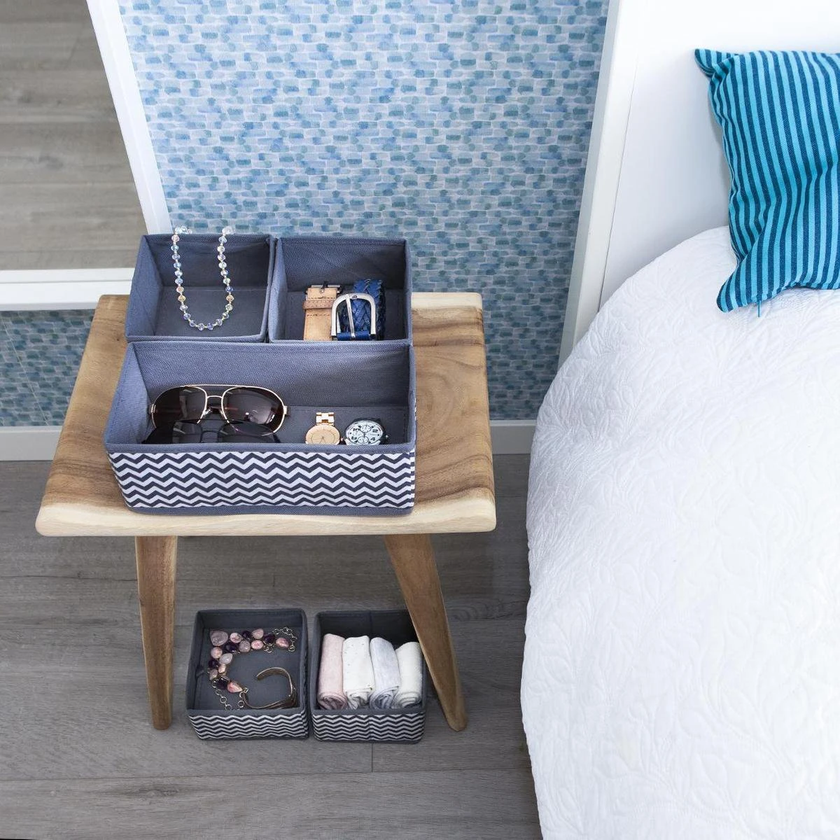 LifeGoods Lade Organizer Kast En Badkamer - 8 Stuks - Multi-inzetbaar - S/M/L - Grijs En Zwart Print 7 LifeGoods Lade Organizer Kast En Badkamer - 8 Stuks - Multi-inzetbaar - S/M/L - Grijs En Zwart Print - Afbeelding 5