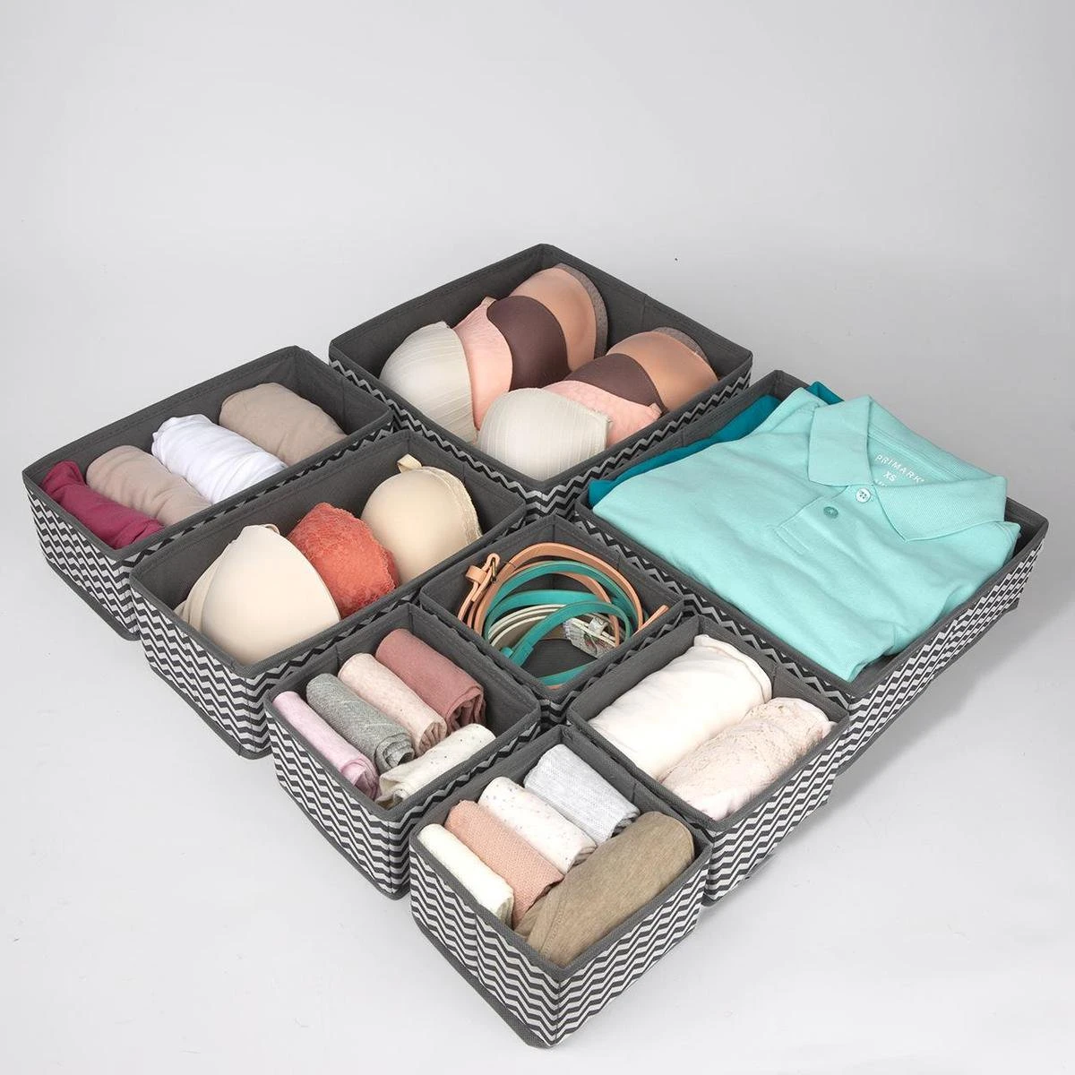 LifeGoods Lade Organizer Kast En Badkamer - 8 Stuks - Multi-inzetbaar - S/M/L - Grijs En Zwart Print 12 LifeGoods Lade Organizer Kast En Badkamer - 8 Stuks - Multi-inzetbaar - S/M/L - Grijs En Zwart Print - Afbeelding 10