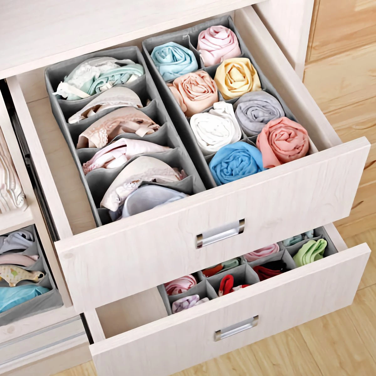 Ondergoed Lade Organizer (Set Van 4) - Kleding Opbergbox - Opbergsysteem Voor BH / Sokken / Stropdas / Lingerie / Babykleding - Kast Verdeler En Opberger / Opbergdoos / Opbergbox 4 Ondergoed Lade Organizer (Set Van 4) - Kleding Opbergbox - Opbergsysteem Voor BH / Sokken / Stropdas / Lingerie / Babykleding - Kast Verdeler En Opberger / Opbergdoos / Opbergbox - Afbeelding 2