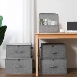 Allure Home - Kast Organizer XL | Opbergtas Met Rits Sluiting | Verstevigde Bodem En Zijkanten | Opbergdoos | Opbergmand | Opvouwbaar | Maat 51x41x36 | Voor Dekens/kussens/kleding/dekbed | Opbergbox | Speelgoed | Opberger | Organiser | 75L | Grijs -Thuisopslag 1200x1200 1427