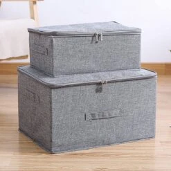 Allure Home - Kast Organizer XL | Opbergtas Met Rits Sluiting | Verstevigde Bodem En Zijkanten | Opbergdoos | Opbergmand | Opvouwbaar | Maat 51x41x36 | Voor Dekens/kussens/kleding/dekbed | Opbergbox | Speelgoed | Opberger | Organiser | 75L | Grijs -Thuisopslag 1200x1200 1428