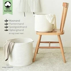 Bestseller #1 Mand Van Sophie Nordinn® - Opbergmand Goteborg (Wit Klein) - Wasmand - Wasmanden - Waszak - 22 L -Thuisopslag 1200x1200 1429