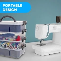 Bins & Things Stapelbare Opbergdoos Met Deksel, 2 Compartimenten - Blauw - Opbergdoos Voor Knutselspullen - Kralensorteerdoos - Kunstmaterialen Organisatiedoos - Opbergdozen Voor Dozen -Thuisopslag 1200x1200 1440