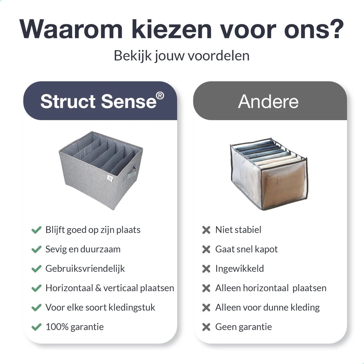 Struct Sense® Kleding Organizer - Opbergmand - Lade Organizer - Opbergsysteem Voor Kast - Broeken - Kast Organizer - Kledingkast - 6 Lagen 9 Struct Sense® Kleding Organizer - Opbergmand - Lade Organizer - Opbergsysteem Voor Kast - Broeken - Kast Organizer - Kledingkast - 6 Lagen - Afbeelding 7