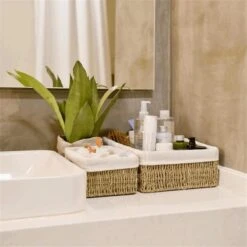 ESSIBLE Set Van 3 Stuks - Luxe Manden - Opbergmand - Geweven - Decoratieve - Handgemaakte - Rechthoekige - Manden - Katoen - Riet -Thuisopslag 1200x1200 1467