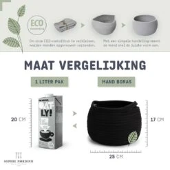 Mand Van Sophie Nordinn® - Opbergmand Boras (Zwart) - Mandjes Opbergen - Milieuvriendelijk Manden - Katoen -Thuisopslag 1200x1200 1469