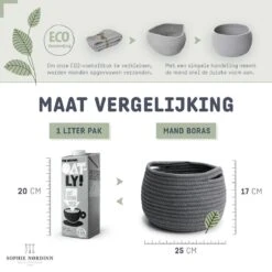 Mand Van Sophie Nordinn® - Opbergmand Boras (Donkergrijs) - Mandjes Opbergen - Milieuvriendelijk Manden - Katoen -Thuisopslag 1200x1200 1473