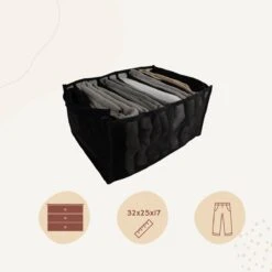 Orange85 Kledingkast Organizer - Broeken Lade Organizer - Lade Organizer 9 Vakken - Zwart - 2 Stuks - Ordenen -Thuisopslag 1200x1200 1477