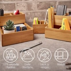 Amazy Lade Organiser Van 100% Bamboe (5-delig) | Organiser Systeem Bestaande Uit 5 Organiser Boxen Voor Het Opbergen Van Gebruiksvoorwerpen In Bureau, Keuken, Badkamer En Kantoor - Flexibel En Verstelbaar -Thuisopslag 1200x1200 1496