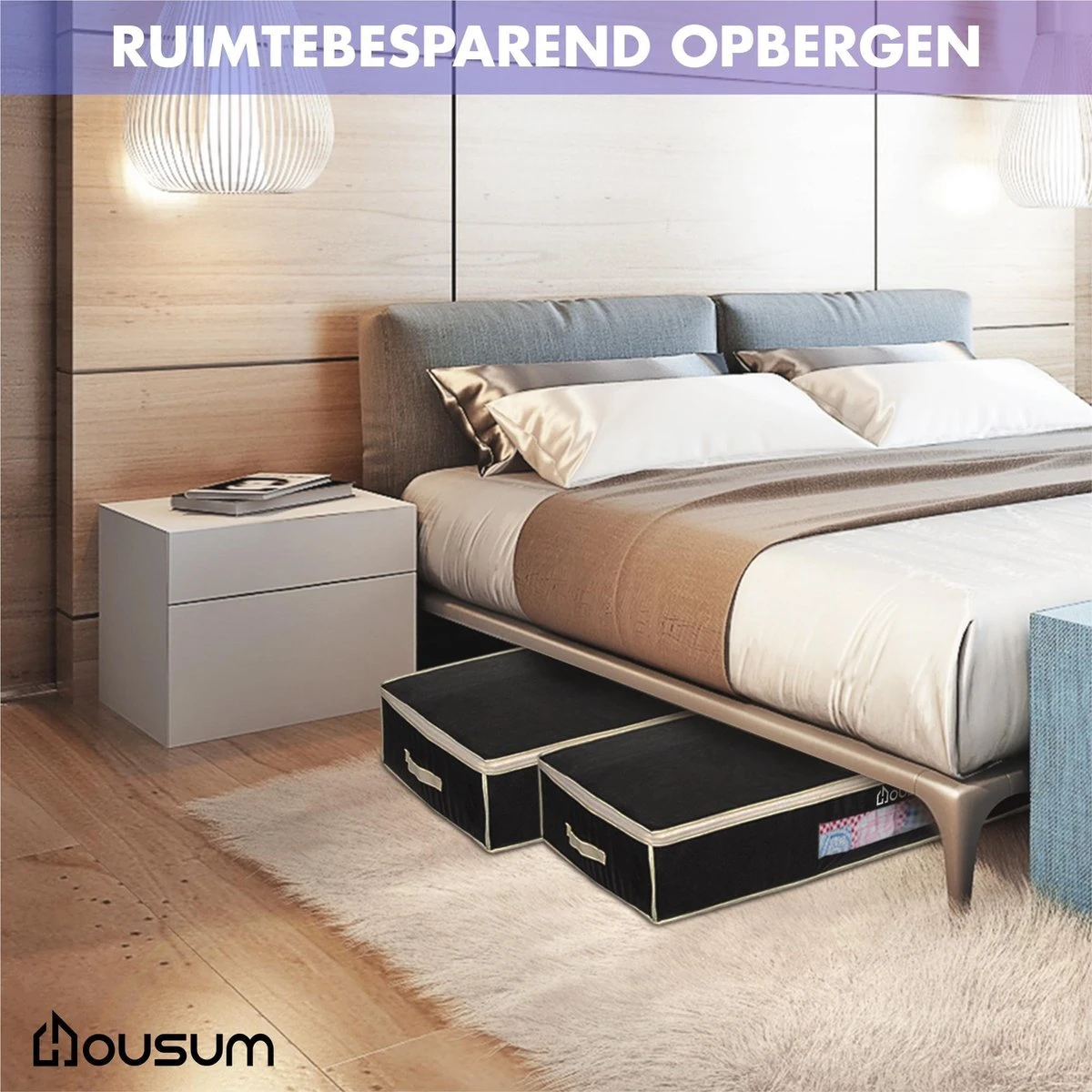 Housum Opbergtassen - Organizer Voor Dekbed En Kleding - Stof - Zwart - 2 Stuks 9 Housum Opbergtassen - Organizer Voor Dekbed En Kleding - Stof - Zwart - 2 Stuks - Afbeelding 7