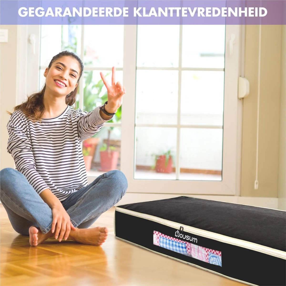 Housum Opbergtassen - Organizer Voor Dekbed En Kleding - Stof - Zwart - 2 Stuks 10 Housum Opbergtassen - Organizer Voor Dekbed En Kleding - Stof - Zwart - 2 Stuks - Afbeelding 8