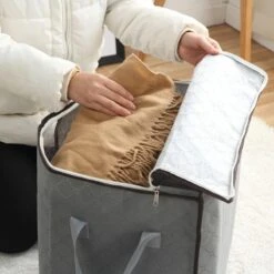 Hoogwaardige Opbergtas Voor Kleding - 4 Stuks - Grijs - Organizer Voor Dekbed - Opbergzak - Opbergers Voor Seizoenskleding - Zakken Om Ruimte Te Besparen - Opslag Voor Dekbed -Thuisopslag 1200x1200 1511