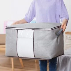 Hoogwaardige Opbergtas Voor Kleding - 4 Stuks - Grijs - Organizer Voor Dekbed - Opbergzak - Opbergers Voor Seizoenskleding - Zakken Om Ruimte Te Besparen - Opslag Voor Dekbed -Thuisopslag 1200x1200 1513