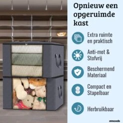 Merkloos Opbergtas Met Rits - Opbergzak Dekbed - Opebergers Organizer - Opbergzakken Kleding - Opbergtassen Speelgoed Grijs -Thuisopslag 1200x1200 1529