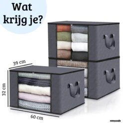 Merkloos Opbergtas Met Rits - Opbergzak Dekbed - Opebergers Organizer - Opbergzakken Kleding - Opbergtassen Speelgoed Grijs -Thuisopslag 1200x1200 1530
