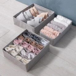 Kleding Opbergbox Set - Opvouwbare Kastlade Verdeler / Onder Bed Organizer Opberger - Opbergen Van BH/Sokken/Stropdassen/Riemen/Ondergoed - Opbergbak - Kledingkast Kast Lade Ladeverdeler Opbergsysteem Opbergdoos Met Vakken - Set Van 3 Stuks