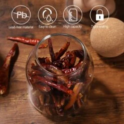 Igoods Helderglazen - Voorraadpot Met Kurkbal - Thee- En Koffiebus Met Bolvormig Houten Deksel - Voedselblikken - Keukenopslag - Opslagpotten -Thuisopslag 1200x1200 157