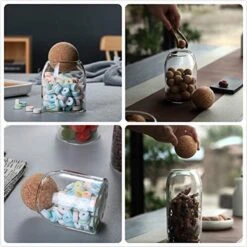 Igoods Helderglazen - Voorraadpot Met Kurkbal - Thee- En Koffiebus Met Bolvormig Houten Deksel - Voedselblikken - Keukenopslag - Opslagpotten -Thuisopslag 1200x1200 159