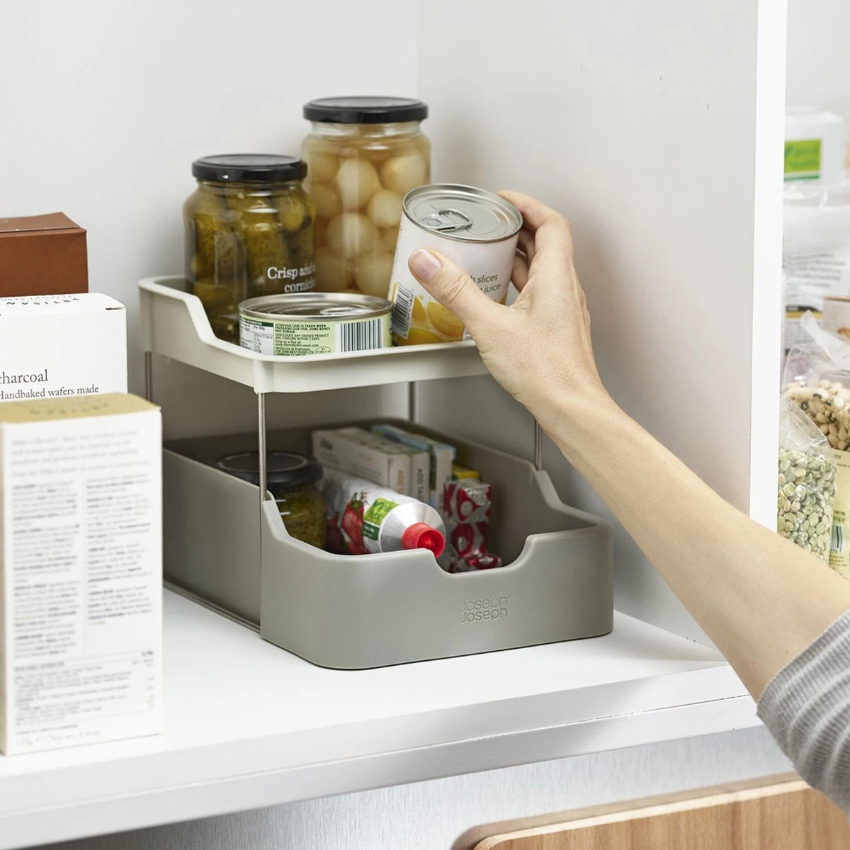 Joseph Joseph Keukenkast Organizer Met Lade - Grijs - Uitschuifbaar 6 Joseph Joseph Keukenkast Organizer Met Lade - Grijs - Uitschuifbaar - Afbeelding 4