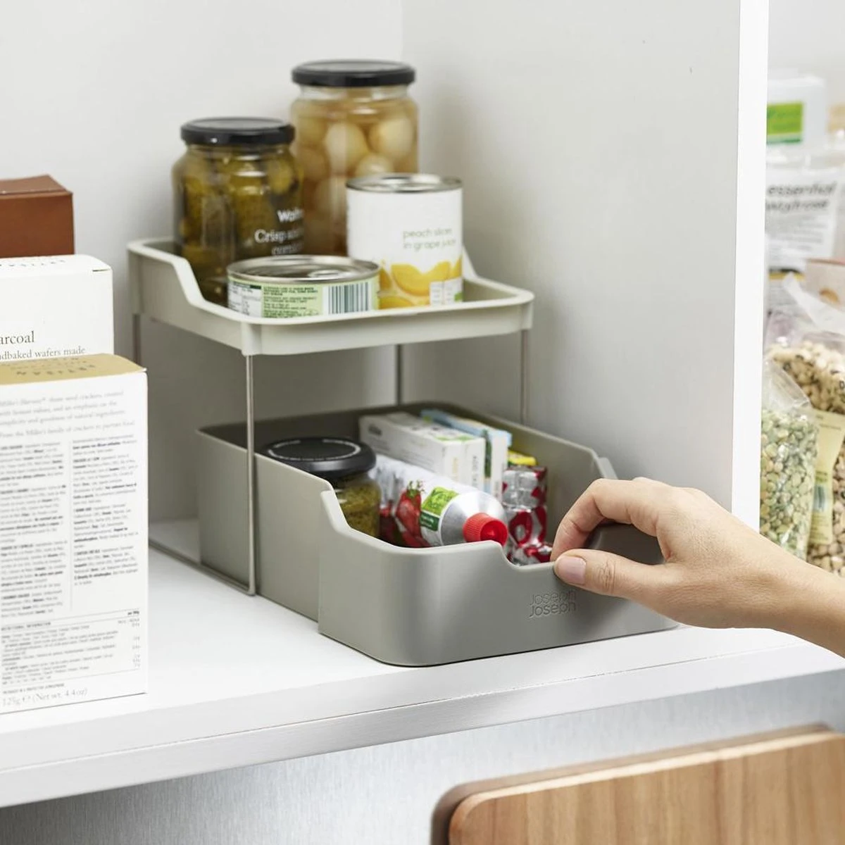 Joseph Joseph Keukenkast Organizer Met Lade - Grijs - Uitschuifbaar 9 Joseph Joseph Keukenkast Organizer Met Lade - Grijs - Uitschuifbaar - Afbeelding 7