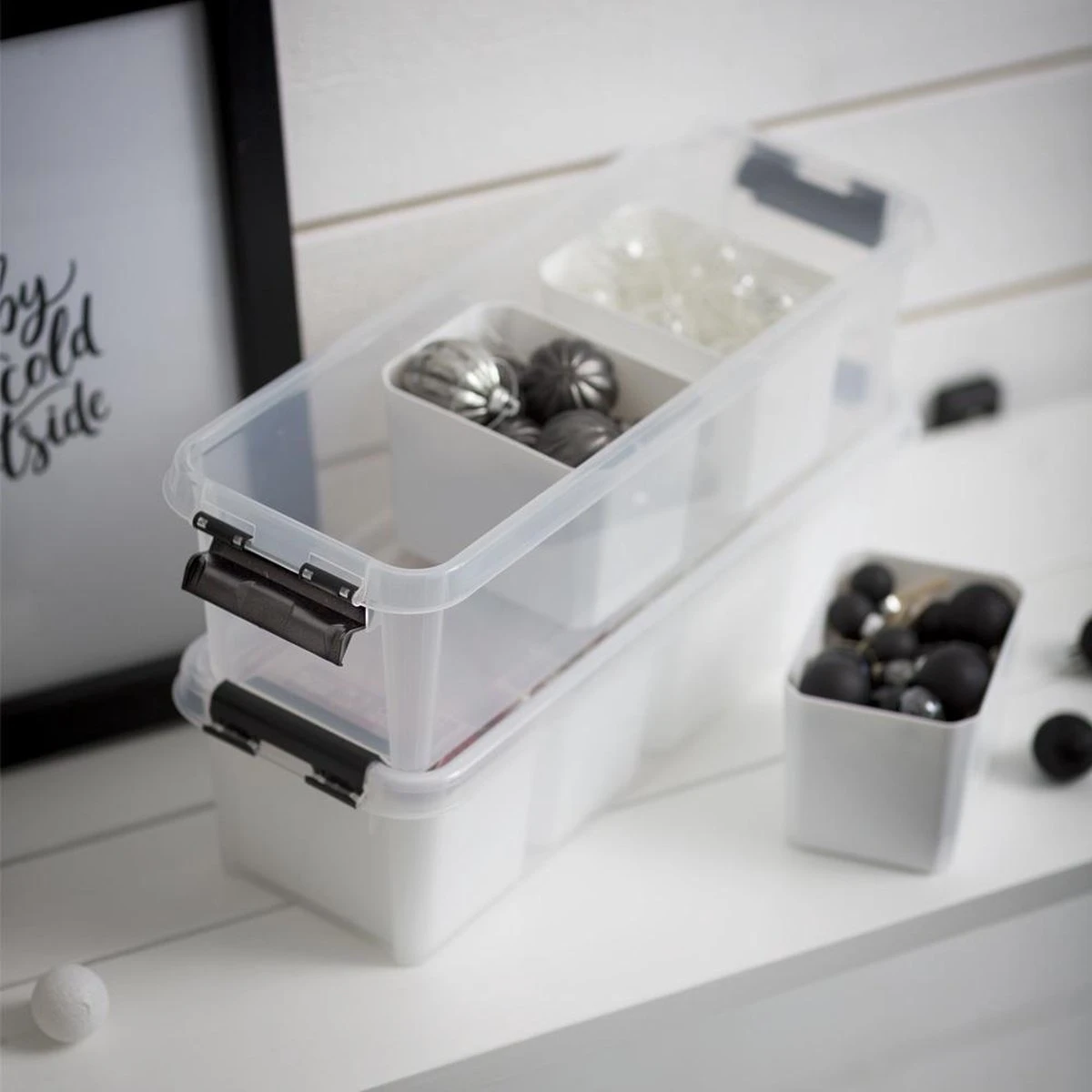 Orthex Opbergbox 14 Liter Met 7 Inzetbakjes - Zwart - Sorteervakken, Stapelbaar 8 Orthex Opbergbox 14 Liter Met 7 Inzetbakjes - Zwart - Sorteervakken, Stapelbaar - Afbeelding 6