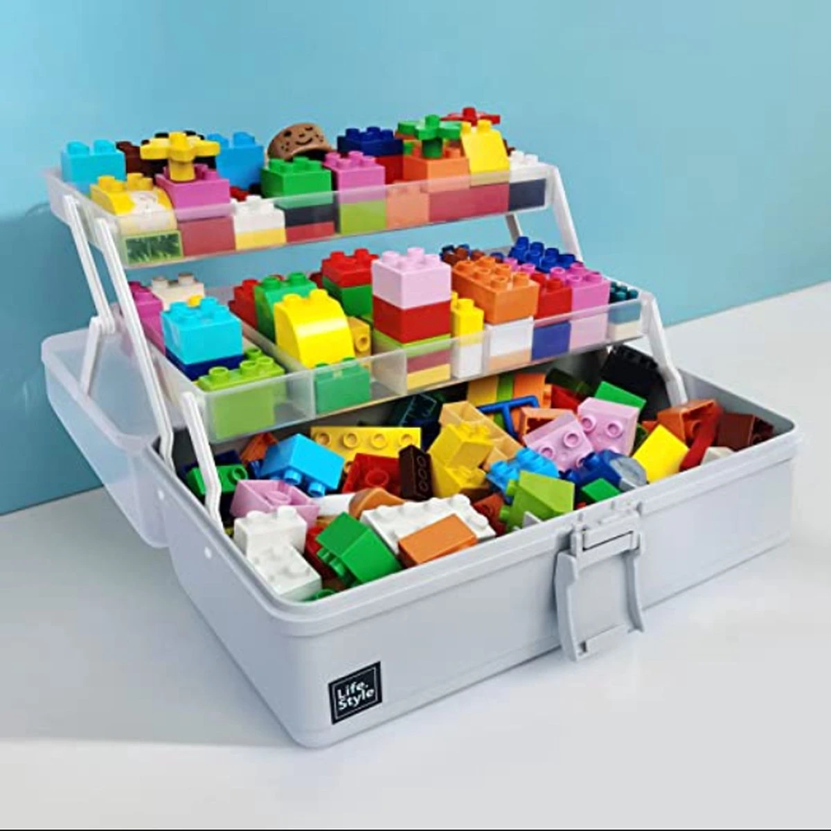 Merkloos Knutseldoos Plastic Naaidoos Met Handvat, Knutselkoffer Opbergdoos - Opbergkoffer Met Vakjes - Sorteerdoos Opbergbox GRIJS 7 Merkloos Knutseldoos Plastic Naaidoos Met Handvat, Knutselkoffer Opbergdoos - Opbergkoffer Met Vakjes - Sorteerdoos Opbergbox GRIJS - Afbeelding 5