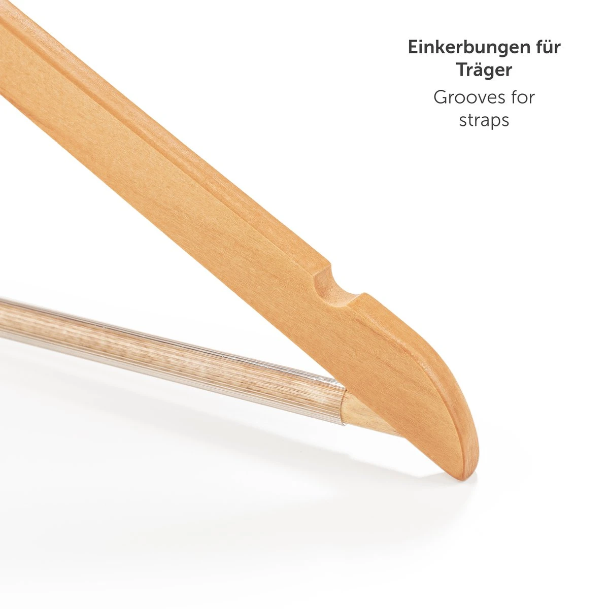 Blumtal - Set Van 10 Kledinghangers - Hoogwaardige Kleerhangers Hout - Antislip - Met Inkepingen - Naturel 4 Blumtal - Set Van 10 Kledinghangers - Hoogwaardige Kleerhangers Hout - Antislip - Met Inkepingen - Naturel - Afbeelding 2