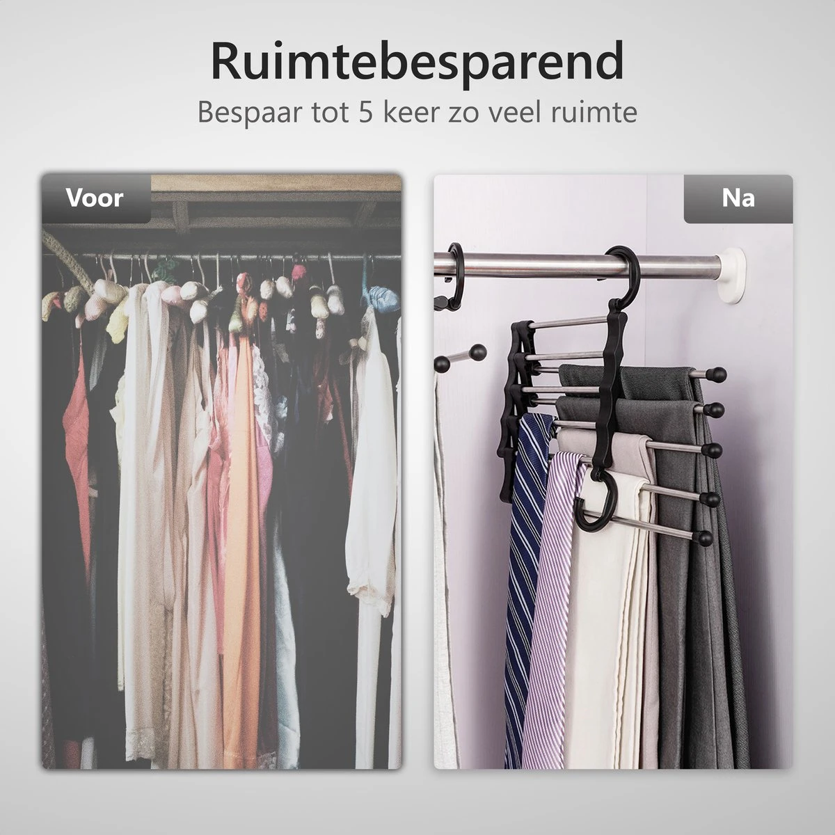 Merkloos Broekhangers En Kledinghangers 5-in-1 - Opbergers Organizer - Kast Organizer - Kleding Organizer - Zwart 4 Merkloos Broekhangers En Kledinghangers 5-in-1 - Opbergers Organizer - Kast Organizer - Kleding Organizer - Zwart - Afbeelding 2