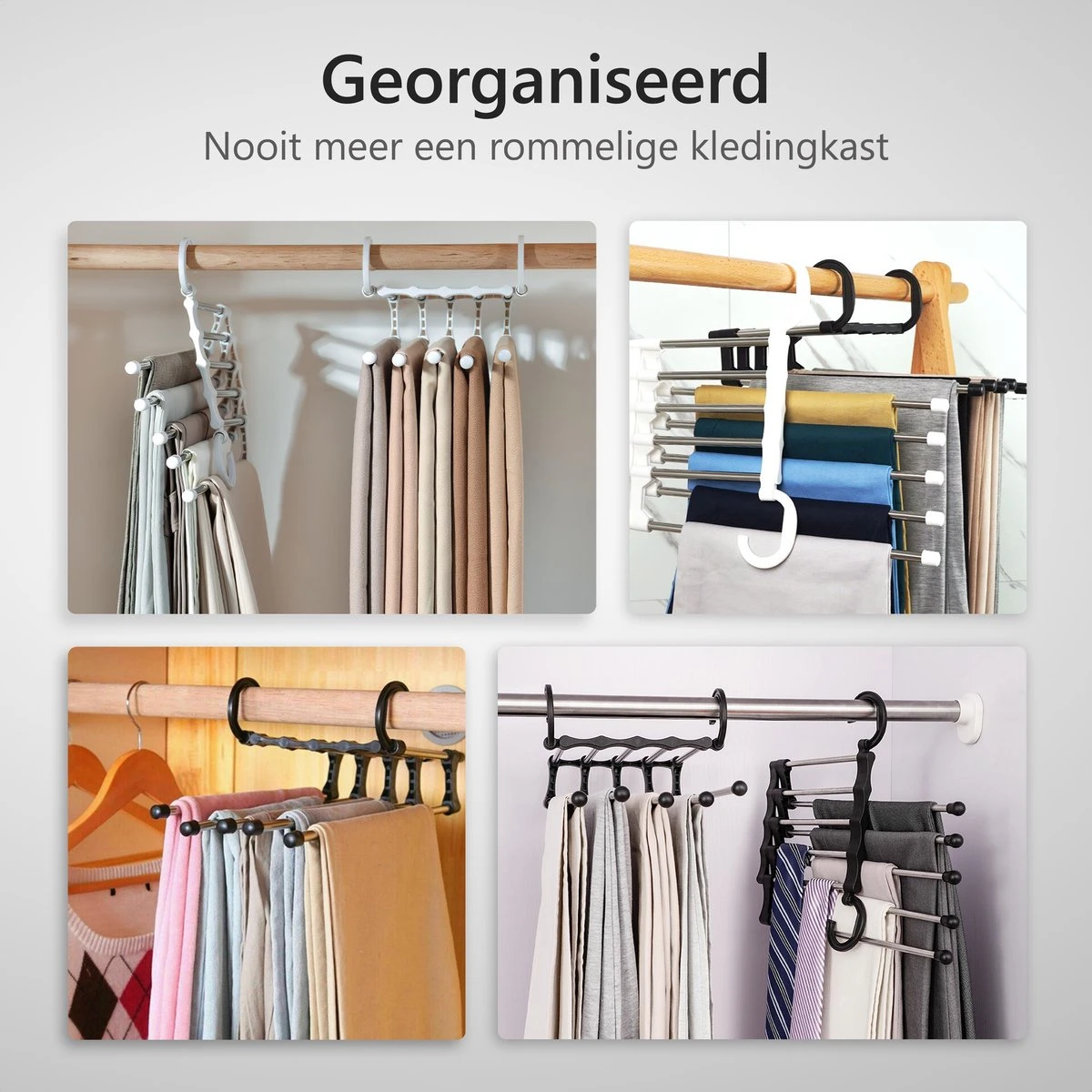 Merkloos Broekhangers En Kledinghangers 5-in-1 - Opbergers Organizer - Kast Organizer - Kleding Organizer - Zwart 5 Merkloos Broekhangers En Kledinghangers 5-in-1 - Opbergers Organizer - Kast Organizer - Kleding Organizer - Zwart - Afbeelding 3