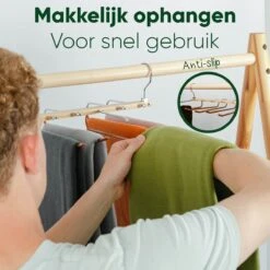 JoFlow® Premium 5-in-1 Broekhanger Of Kledinghanger | Ruimtebesparende Antislip Klerenhanger Hout Bamboe | Hang Tot Wel 5 Kledingstukken Op! -Thuisopslag 1200x1200 1707