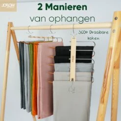 JoFlow® Premium 5-in-1 Broekhanger Of Kledinghanger | Ruimtebesparende Antislip Klerenhanger Hout Bamboe | Hang Tot Wel 5 Kledingstukken Op! -Thuisopslag 1200x1200 1708