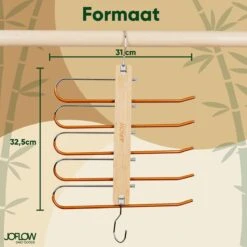 JoFlow® Premium 5-in-1 Broekhanger Of Kledinghanger | Ruimtebesparende Antislip Klerenhanger Hout Bamboe | Hang Tot Wel 5 Kledingstukken Op! -Thuisopslag 1200x1200 1710