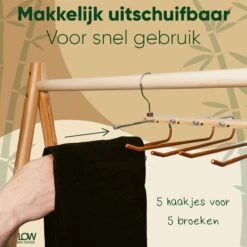 JoFlow® Premium 5-in-1 Broekhanger Of Kledinghanger | Ruimtebesparende Antislip Klerenhanger Hout Bamboe | Hang Tot Wel 5 Kledingstukken Op! -Thuisopslag 1200x1200 1712