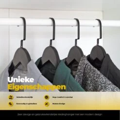 Eleganca Luxe Kleerhangers – Kledinghangers – Garderobehangers – Kledinghangers Voor In De Kast – Hout – 45 Cm – 15 Stuks – Zwart -Thuisopslag 1200x1200 1727