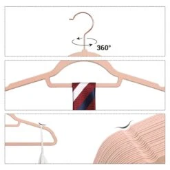 50 Anti-Slip Kledinghangers - 50 Dunne Roze Kleerhangers / Kapstokken - Roze En Goud -Thuisopslag 1200x1200 1771