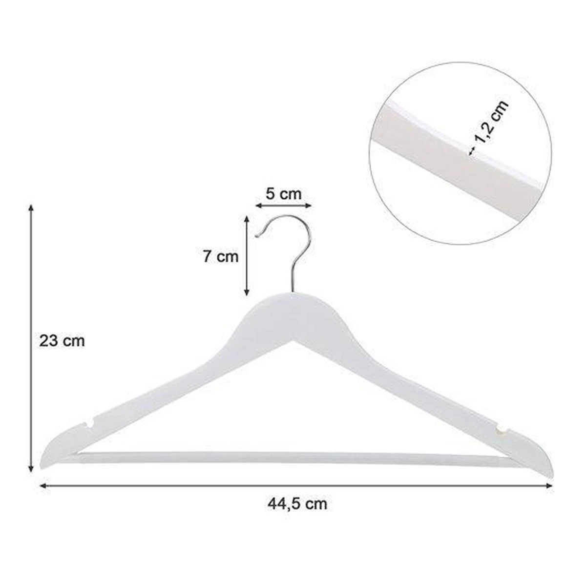 Merkloos Kleding Hangers - Hout - Wit - 40 Stuks 5 Merkloos Kleding Hangers - Hout - Wit - 40 Stuks - Afbeelding 3