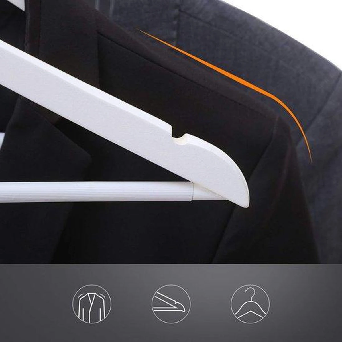 Merkloos Kleding Hangers - Hout - Wit - 40 Stuks 6 Merkloos Kleding Hangers - Hout - Wit - 40 Stuks - Afbeelding 4