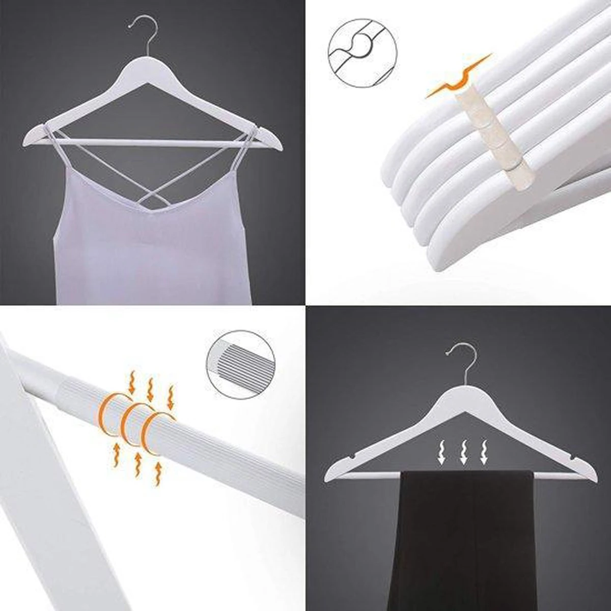 Merkloos Kleding Hangers - Hout - Wit - 40 Stuks 7 Merkloos Kleding Hangers - Hout - Wit - 40 Stuks - Afbeelding 5