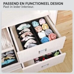 Buxibo Kleding Opbergbox Set - Opvouwbare Kastlade Verdeler / Onder Bed Organizer Opberger - BH/Sokken/Ondergoed - Opbergsysteem Met Vakken - 4 Stuks - Zwart -Thuisopslag 1200x1200 1780