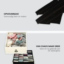 Buxibo Kleding Opbergbox Set - Opvouwbare Kastlade Verdeler / Onder Bed Organizer Opberger - BH/Sokken/Ondergoed - Opbergsysteem Met Vakken - 4 Stuks - Zwart -Thuisopslag 1200x1200 1781