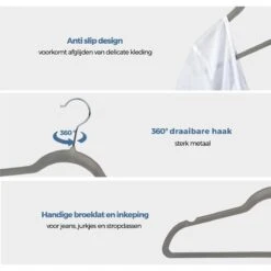 LifeGoods Kledinghangers - 50 Stuks - Antislip - Buigbaar - Grijs/Velvet -Thuisopslag 1200x1200 1805