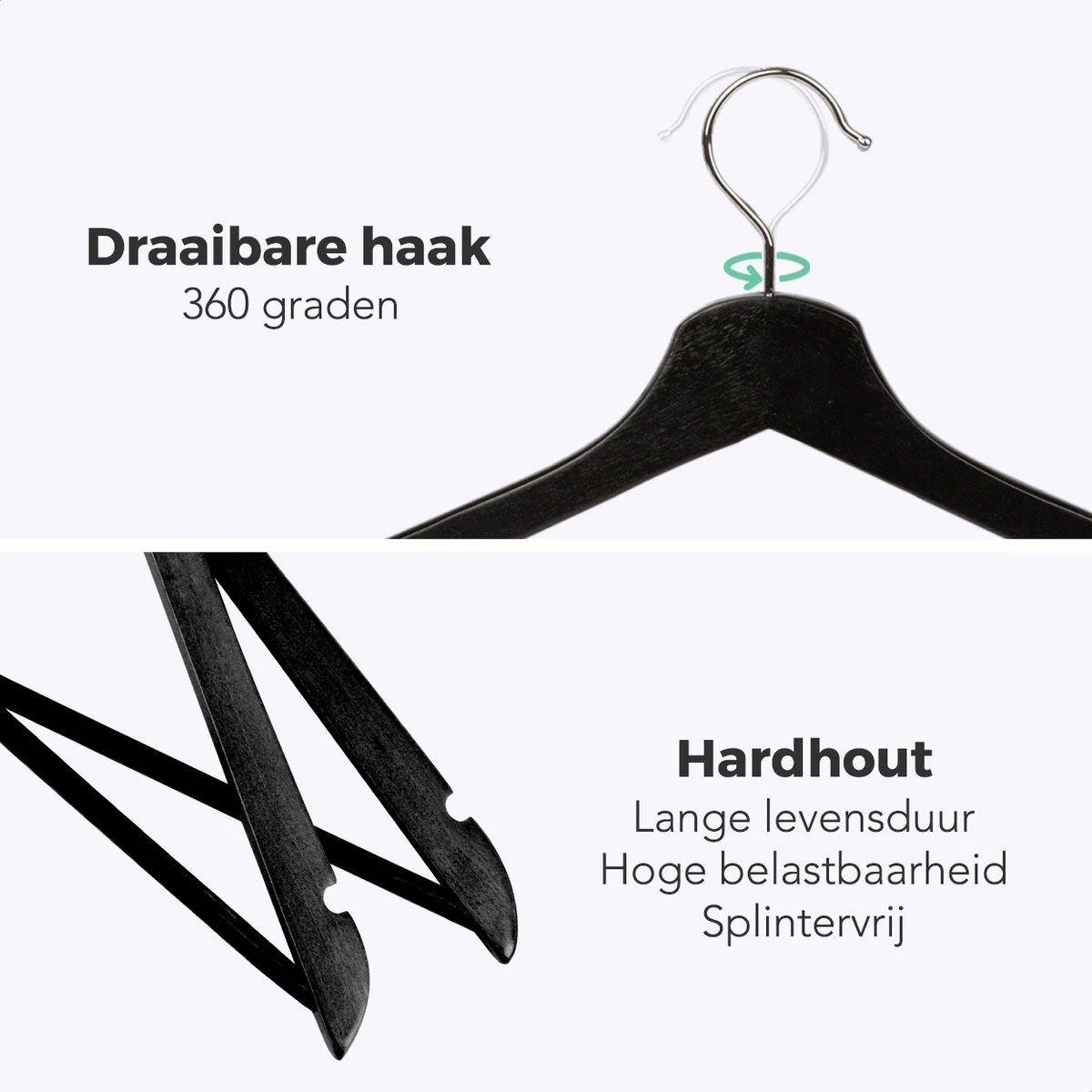 LifeGoods Kledinghangers - Met Broeklat - Hardhout - Zwart - 20 Stuks 7 LifeGoods Kledinghangers - Met Broeklat - Hardhout - Zwart - 20 Stuks - Afbeelding 5