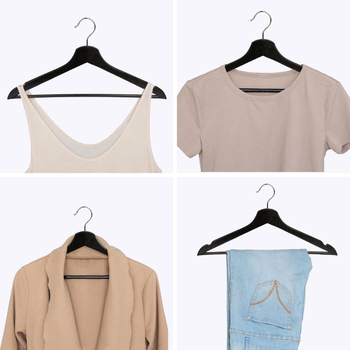 LifeGoods Kledinghangers - Met Broeklat - Hardhout - Zwart - 20 Stuks 11 LifeGoods Kledinghangers - Met Broeklat - Hardhout - Zwart - 20 Stuks - Afbeelding 9