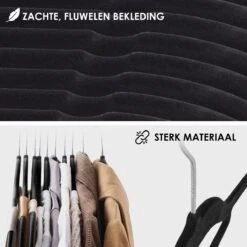 30 Anti-Slip Velvet Kledinghangers - Kleerhangers - Met Broeklat - Extra Zacht - 30 Stuks - Zwart -Thuisopslag 1200x1200 1853