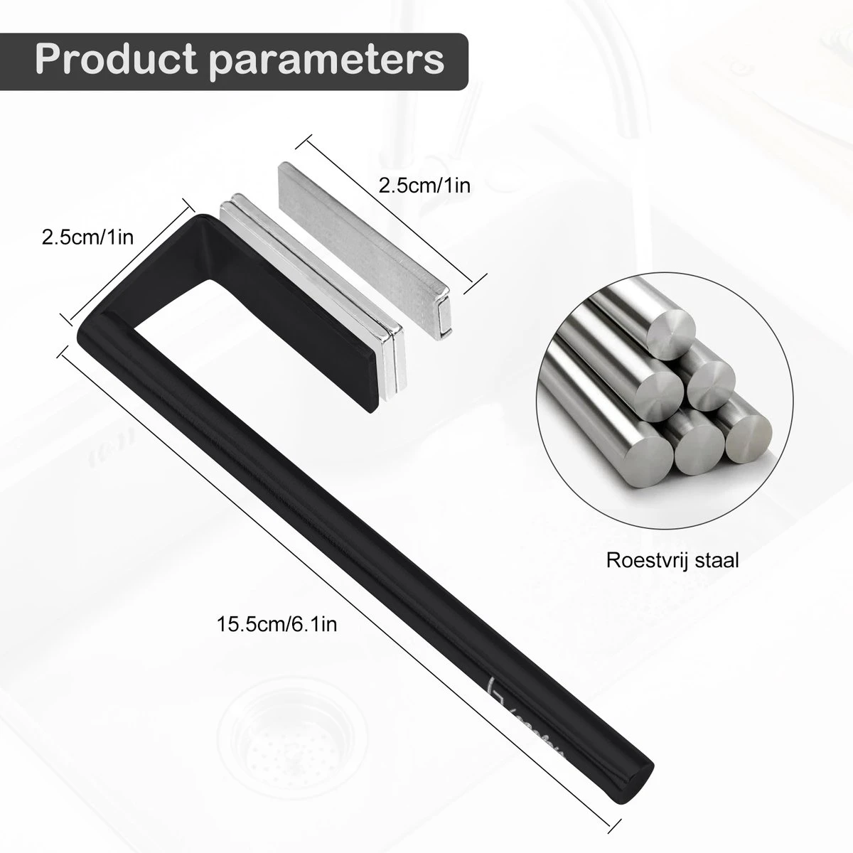 Lopoleis Vaatdoekhouder Magnetisch Zwart – RVS – Keuken Organizers – Keuken Accessoires - Aanrecht Organiser 9 Lopoleis Vaatdoekhouder Magnetisch Zwart – RVS – Keuken Organizers – Keuken Accessoires - Aanrecht Organiser - Afbeelding 7