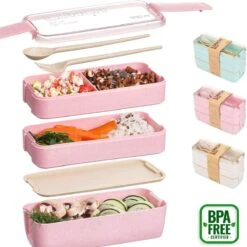 Lunchbox - Meal Prep Bakjes - Lunch Box Met Deksel - Meal Prep – Bento Box - Lunchtrommel Met Bestek Beige -Thuisopslag 1200x1200 189