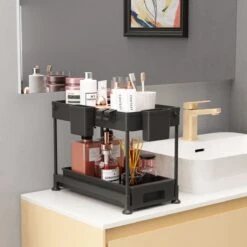 Organess- Gootsteenkast Organizer - Keukenkast Organizer - Keuken Organizer - Uitschuifbaar - Lade Organizer - Aanrecht Organizer - Aanrecht Organiser - Kast Organizer - Badkamer Organizer - Zwart -Thuisopslag 1200x1200 1891